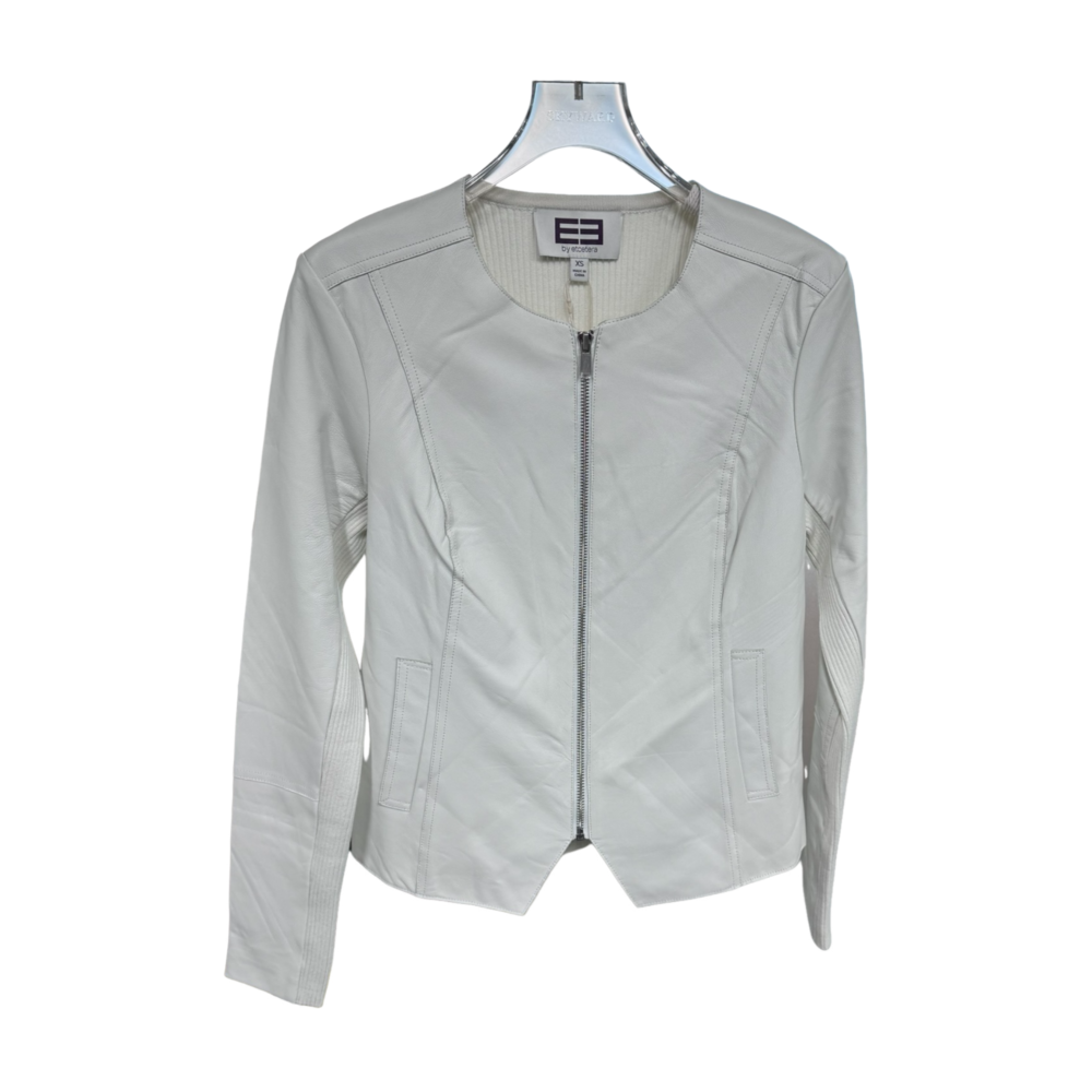 WOMEN'S  LEATHER-KNIT PANEL JACKET – Custom Sweaters | R011
