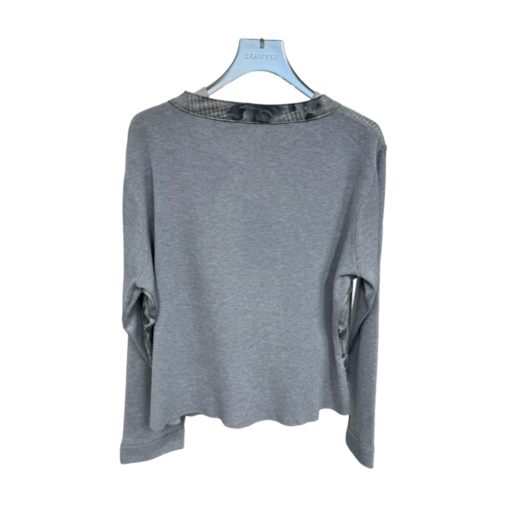 WOMEN'S FAUX SUEDE-KNIT PANEL CARDIGAN – Custom Sweaters | R014 - Image 2
