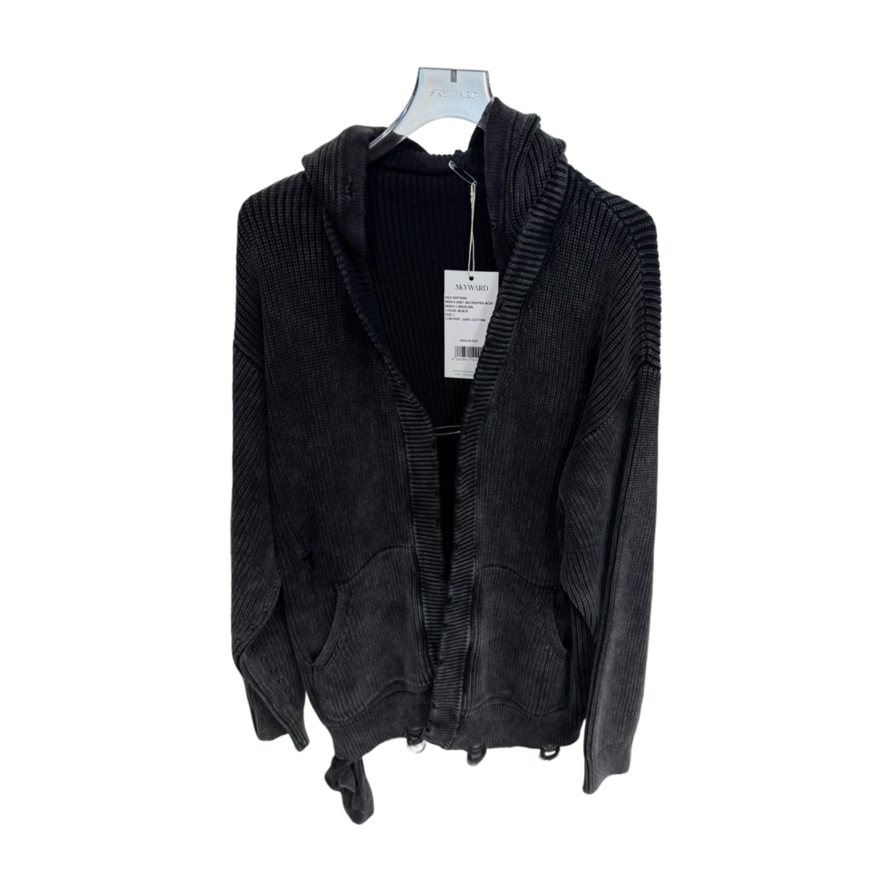 MEN'S KNIT DESTROYED ACID WASH CARDIGAN – Custom Sweaters | R024