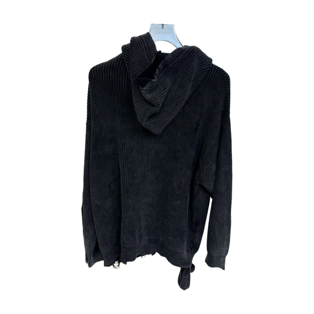 MEN'S KNIT DESTROYED ACID WASH CARDIGAN – Custom Sweaters | R024 - Image 2