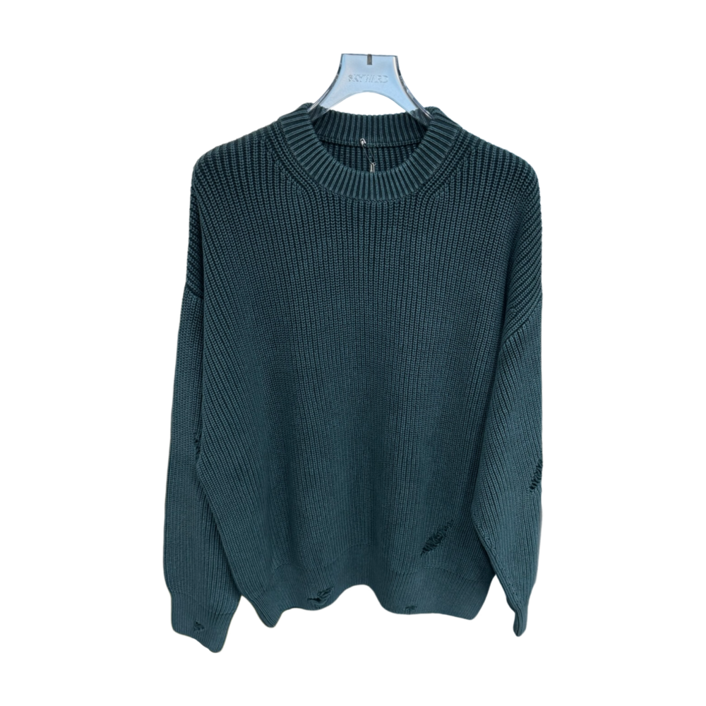 MEN'S KNIT DESTROYED ACID WASH CREW NECK SWEATER – Custom Sweaters | R040
