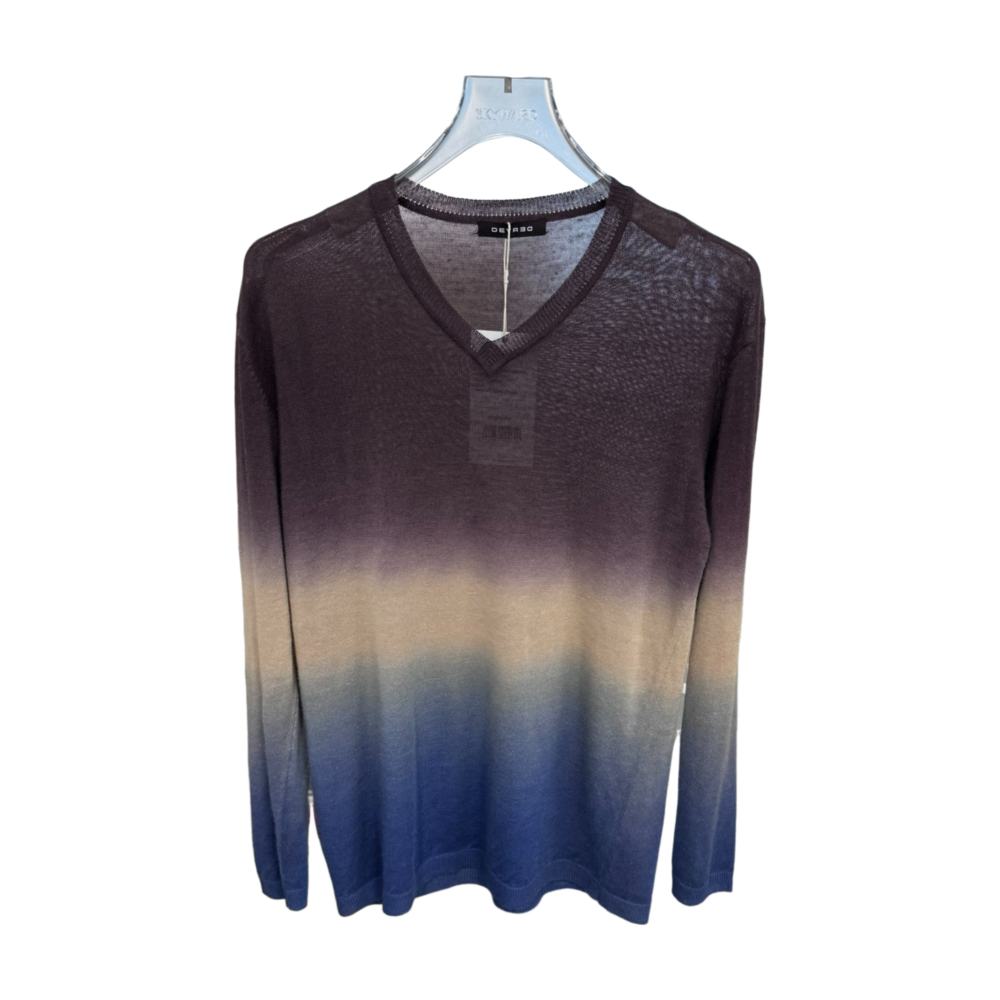 MEN'S KNIT OMBRE DYEING V-NECK SWEATER – Custom Sweaters | R045