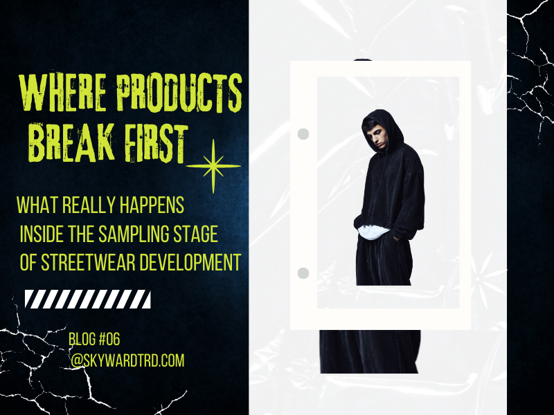 streetwear sampling stage where products begin to fail during product development and manufacturing process.